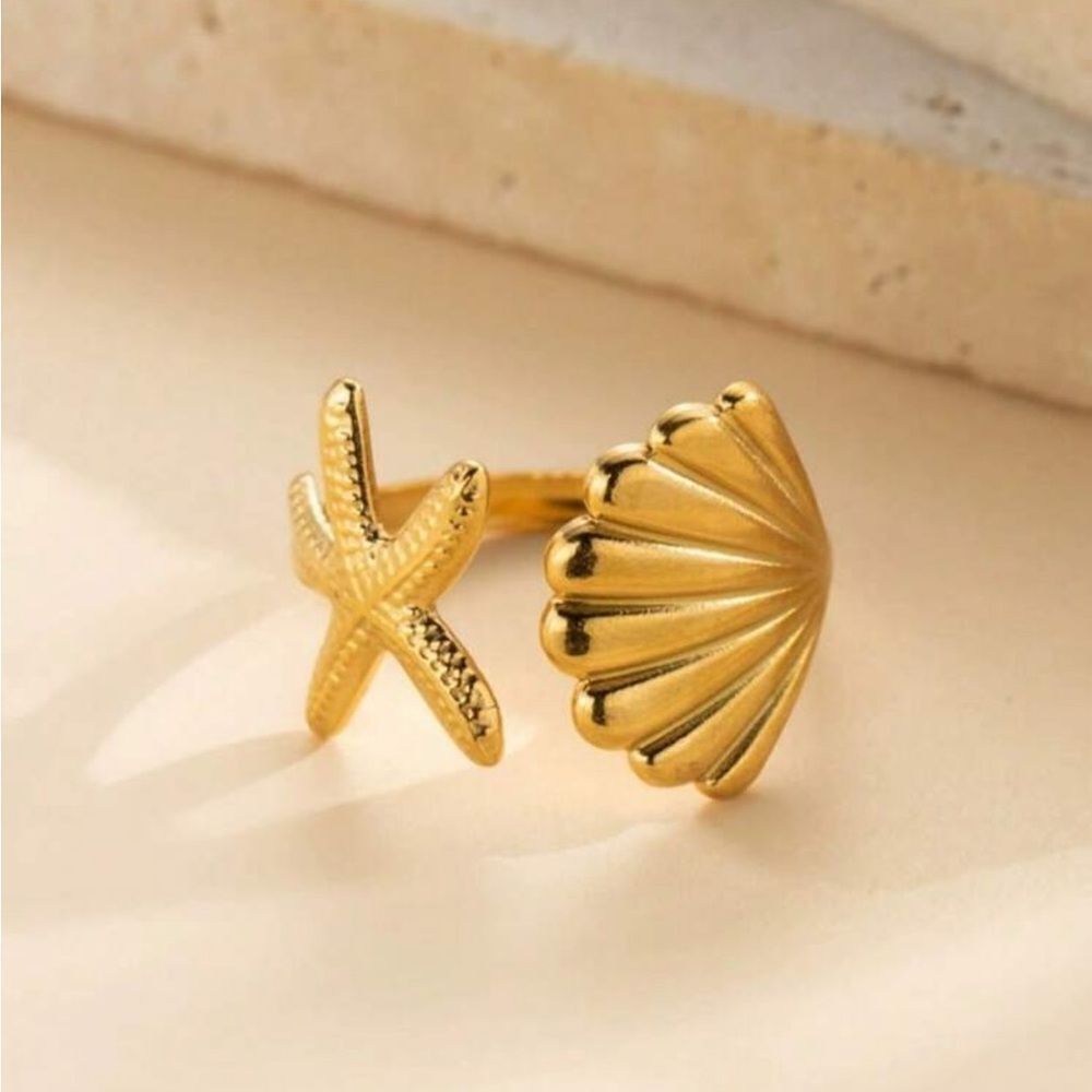 Starfish and Shell Ring #1732